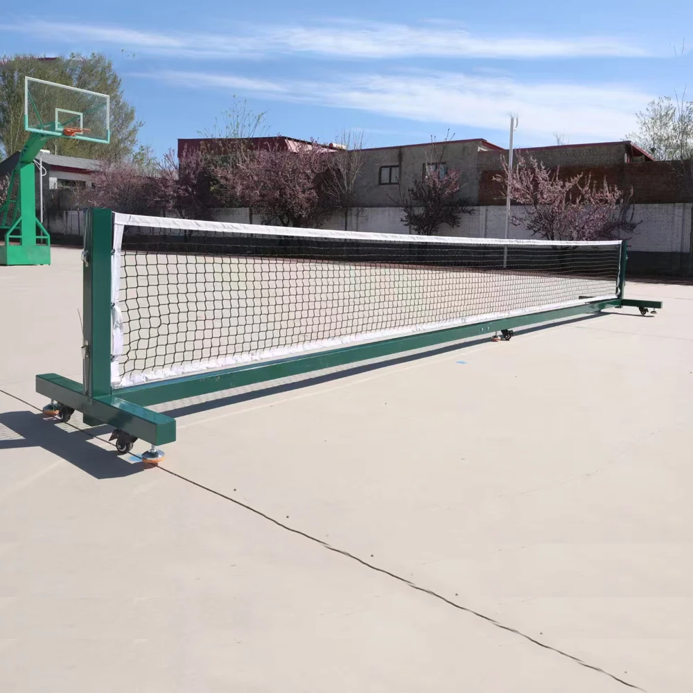 with Wheels for Courts Easy-Move Tennis Net Heavy-Duty Outdoor Tennis & Pickleball Stand Portable Rolling Steel Net Post