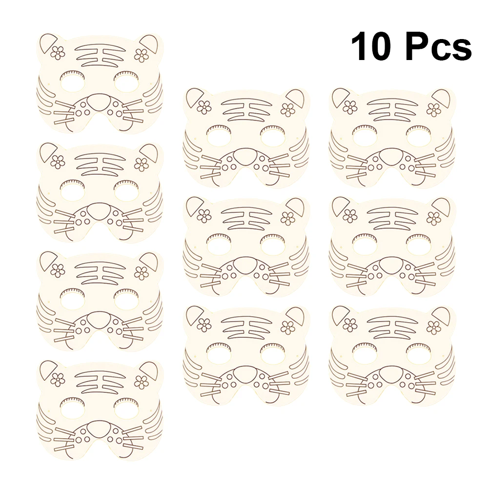 10Pcs Paper Mask Craft Kit Children DIY Painting Art Project Pre-Cut Animal Designs for Fun Creative Play White Mask