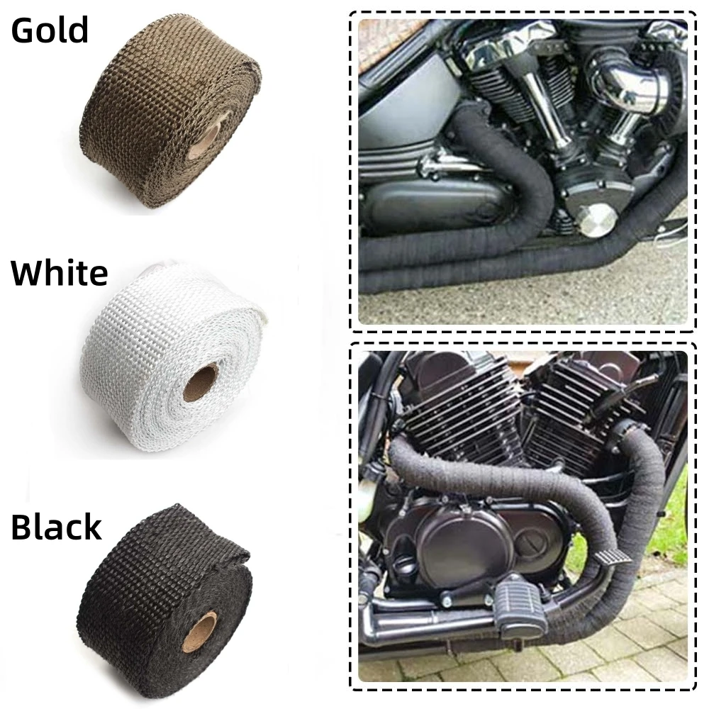 New Motorcycle Roll Fiberglass Heat Shield Exhaust Pipe Thermal Tape Header Pipe Heat Wrap Tape Thermal Protection Pipe Insulat