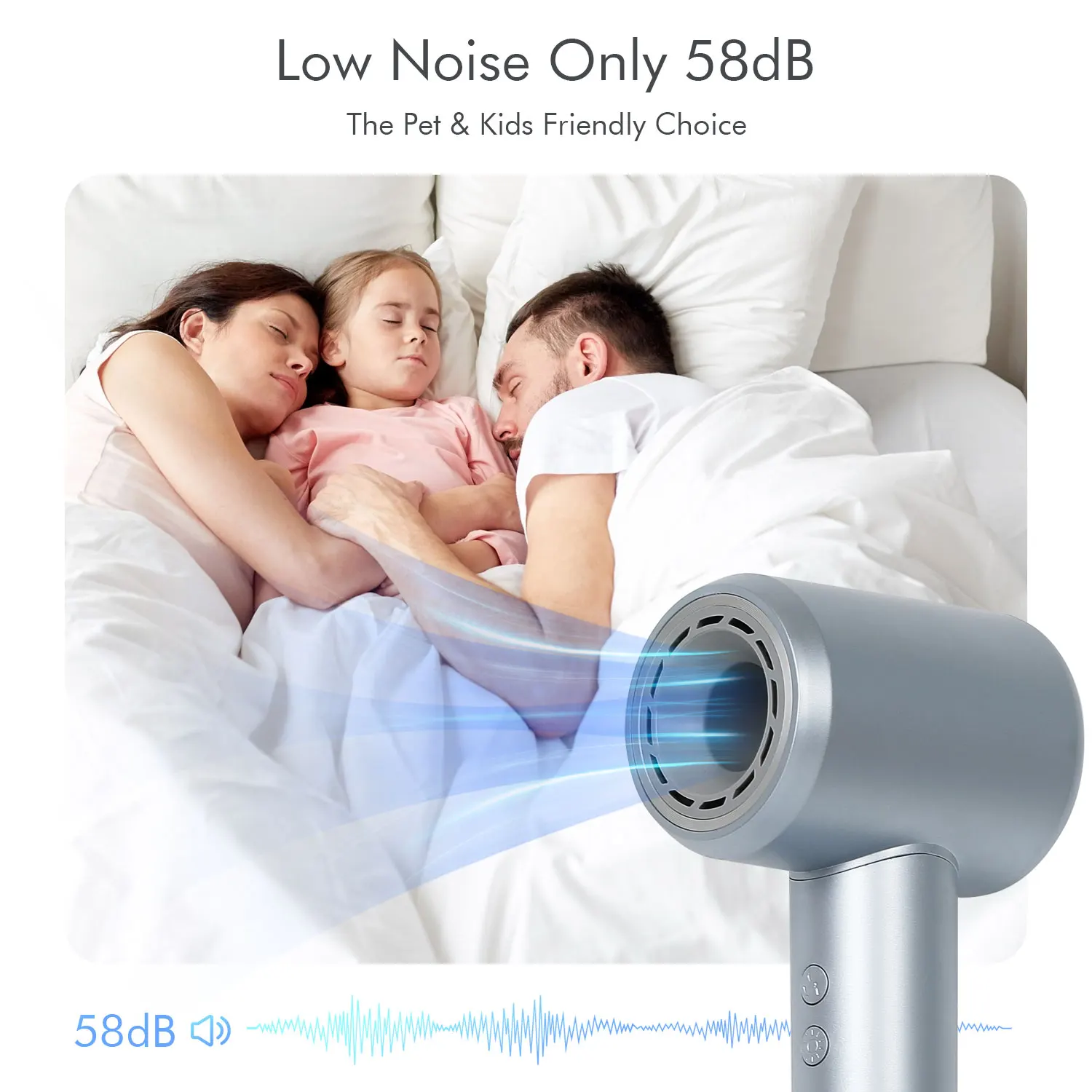 KIPOZI Azure Wave Hair dryer Low Noise Constant Temperature Quick Drying Suitable For Home Travel Hair Dryer Dormitory Blow Drie image 3