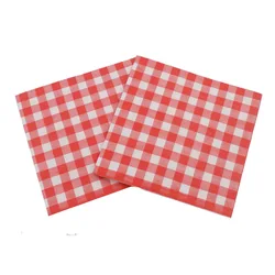 100 Counts Printed Paper Napkins Disposable Checkered Cocktail Napkins 2 Layers Wedding Birthday Picnic Tea Party