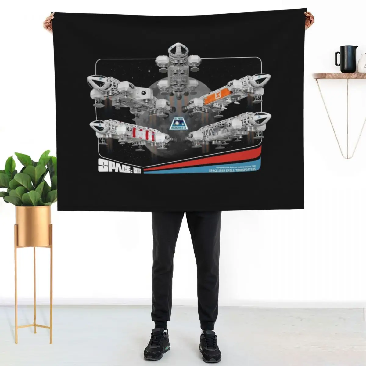 

Space 1999 Eagle Transporters - Retro Collector Card Style DARK Throw Blanket Soft Warm Blanket Gift for Men Women Adults