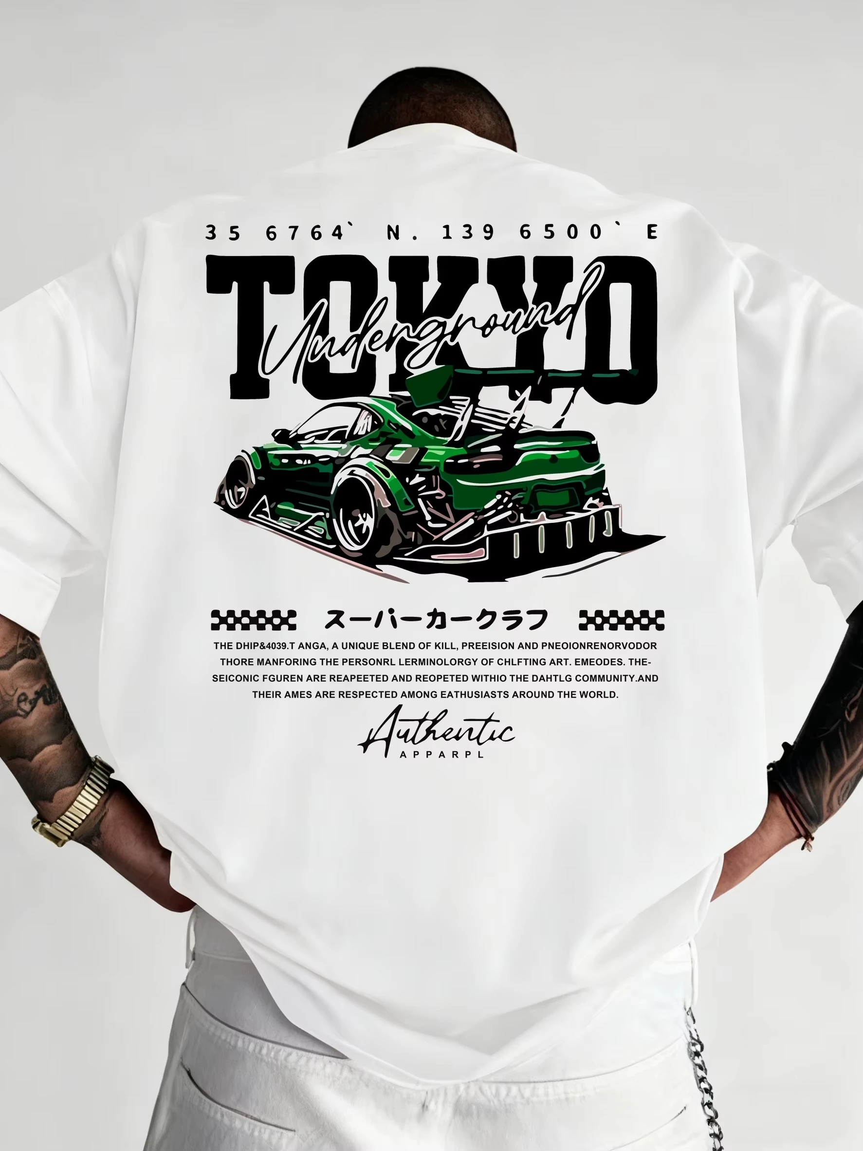 Summer Style Featuring Drifting Car Letter Prints Fabric Ideal for Car Enthusiasts for Casual Wear Relaxed Fit Versatile Styling