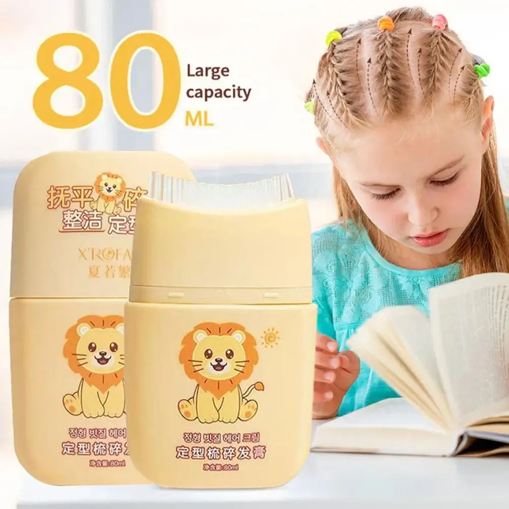 80ml Hair Styling Gel for Kid Hair Wax Stick Built-in Comb 2-in-1 Hair Finishing Stick Natural Ingredients Non-Greasy B6Y0