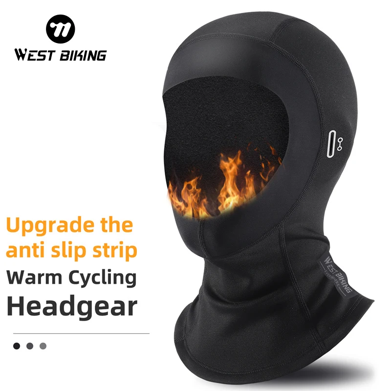 WEST BIKING Winter Warm Cycling Headgear Thermal Windproof Balaclava Face Guard Plus Velvet Lining Headwear Outdoor Sport Gear