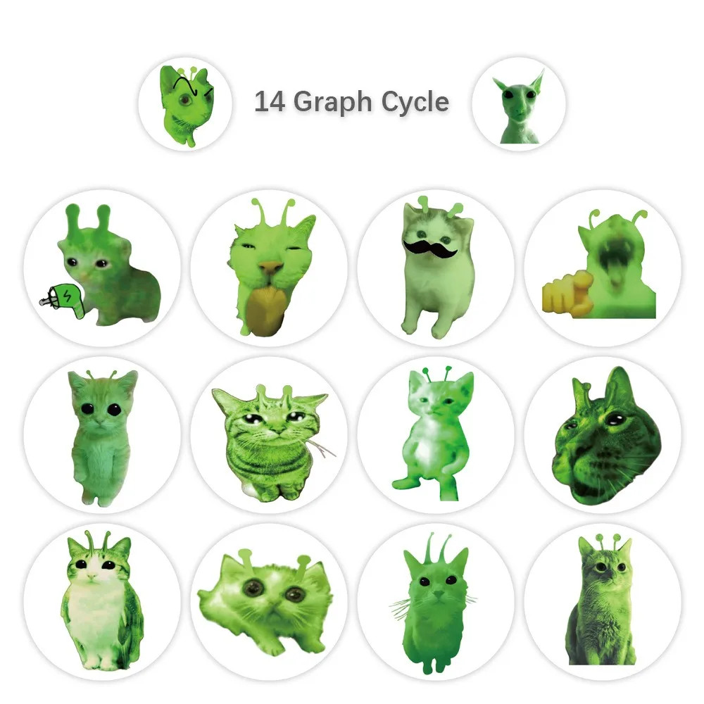 500Pcs Alien Cat Stickers Funny Design Extraterrestrial Theme Funny Stickers Quirky Style Waterproof Quirky Decals Planner Decor