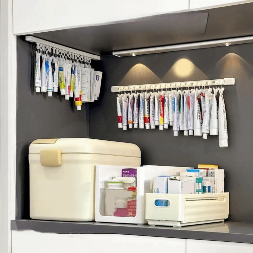 

2Set Plastic Hanging Ointment Storage Rack Large Capacity Space Saving Medicine Storage Shelf with Slide Rail