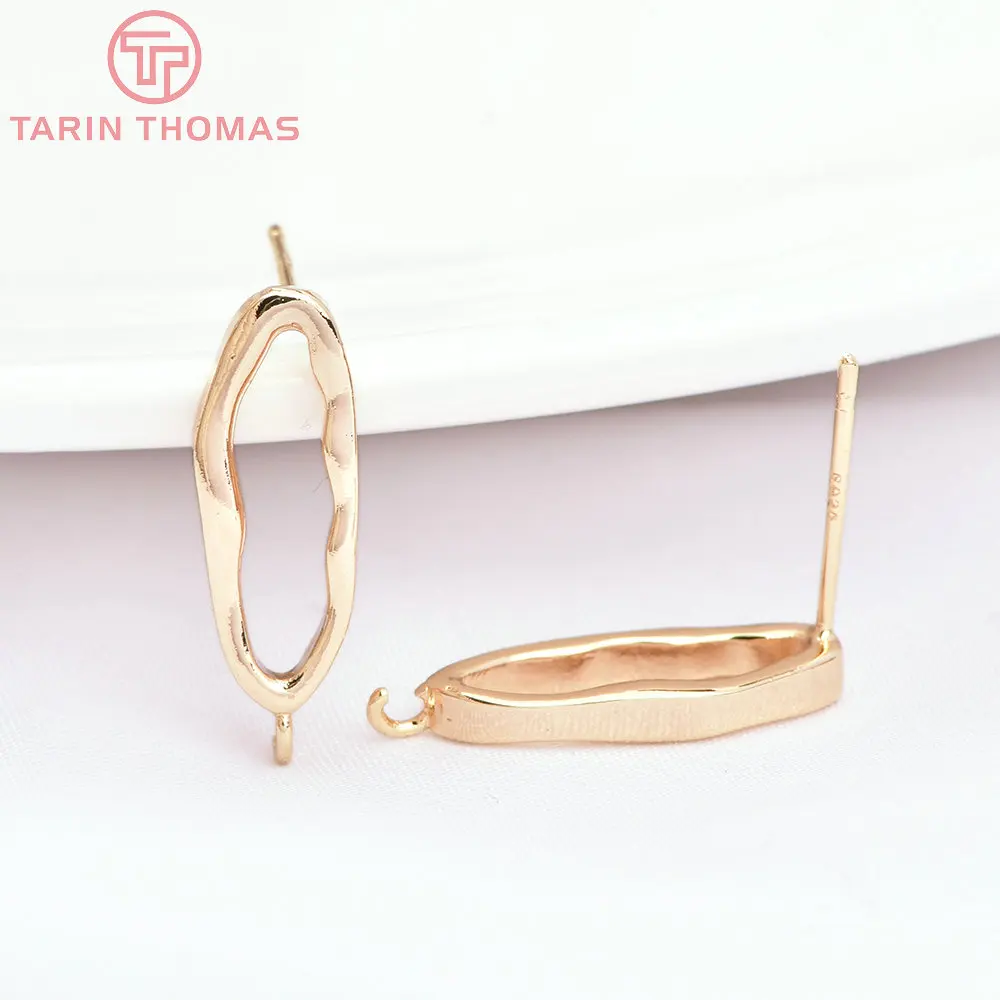 (6657) 6PCS 6.5x19MM 24K Gold Color Brass Long Irregular Stud Earrings High Quality Jewelry Findings Accessories