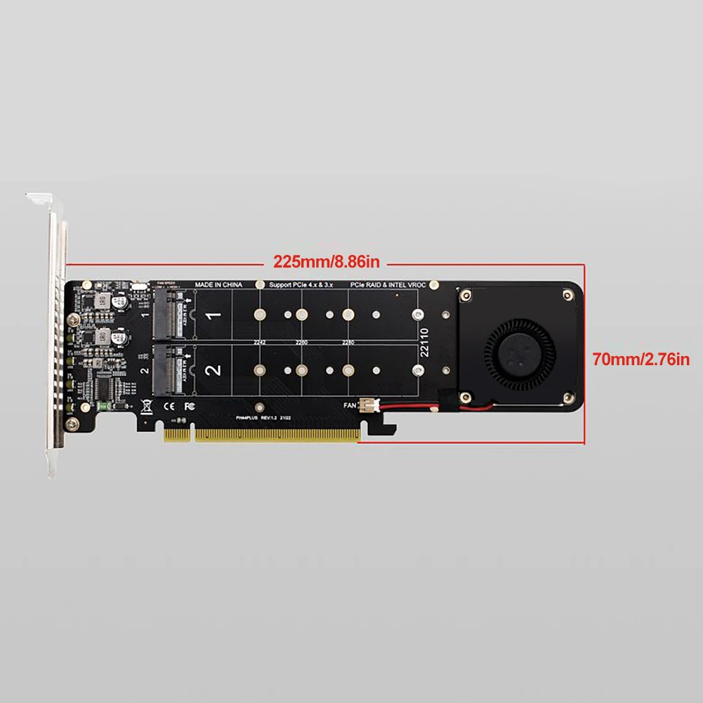 Adapter PCIeX16 do M.2 RAID M Key 4 NVME Karta Adaptera NVMe SSD 4x32Gbps Karta Rozszerzająca M2 NVME Obsługa M.2 SSD 2280/60/42/30