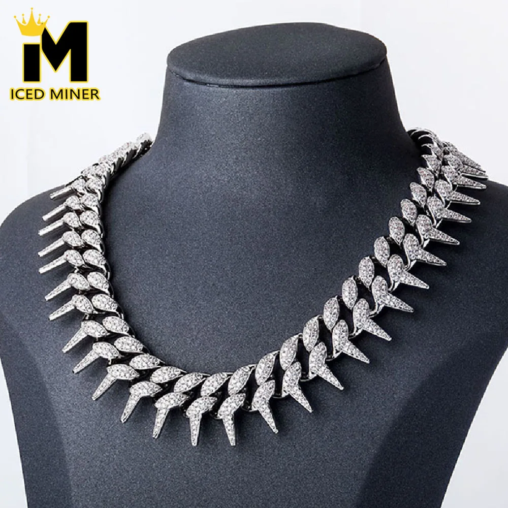 Icedminer 25mm Torns Chain Iced Out Cuban Link Chain Necklaces for Men Women Bling Zircon Hip Hop Jewelry Free Shipping