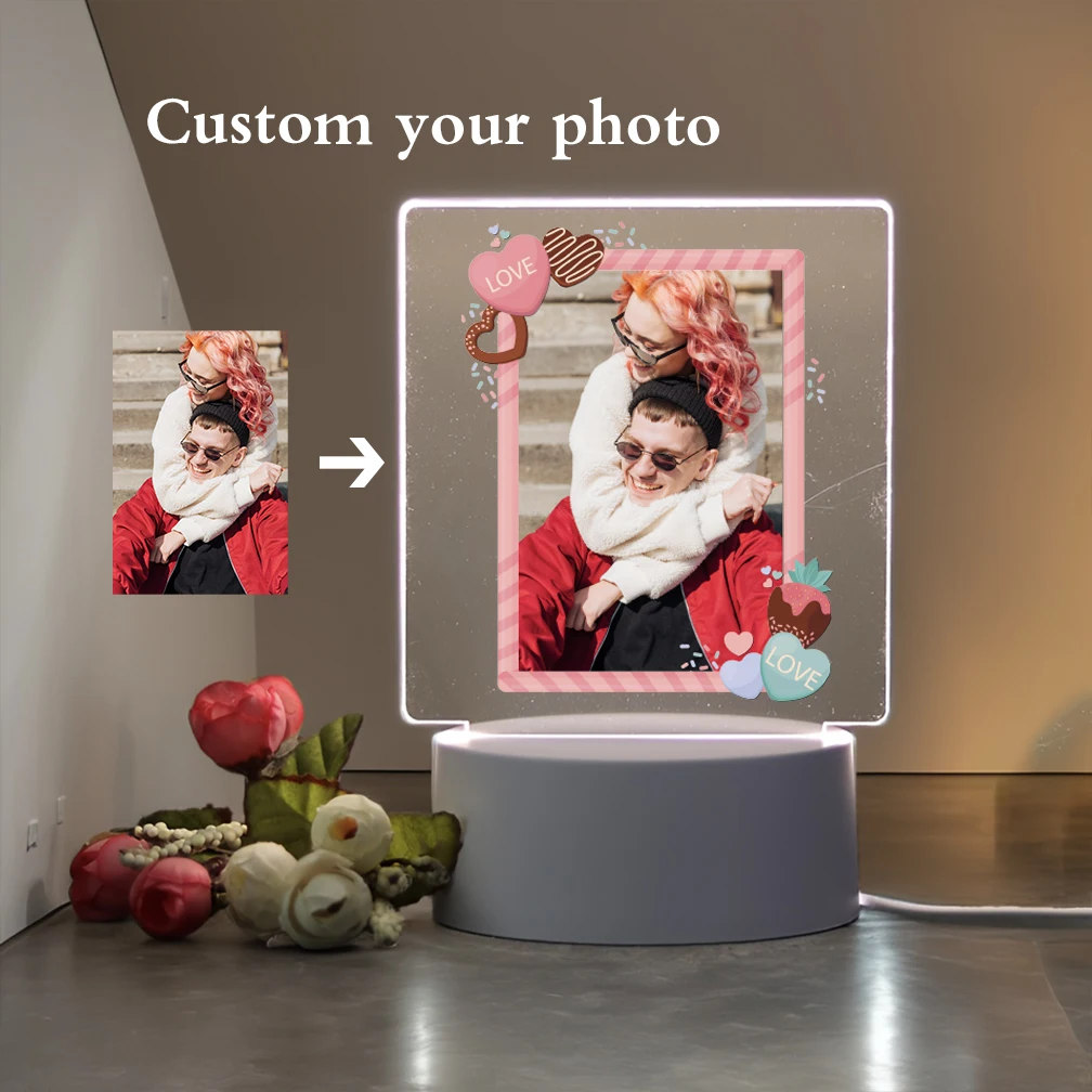 1pc Personalize nice couple Custom Photo Funny 3D Led Acrylic Night Lights Optical Illusion Table Lamp 3d Illusion Light image 4