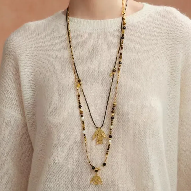 Asuka Feather Series Necklace Temperament Light Luxury Versatile Premium Sweater Chain Niche Design Asuka Pendant Women