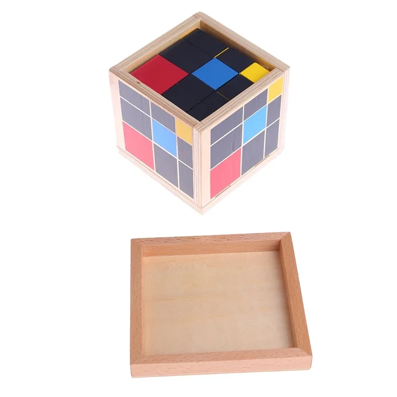 Early Learning Educational Toys Montessori Wooden Trinomial Cube for Toddlers