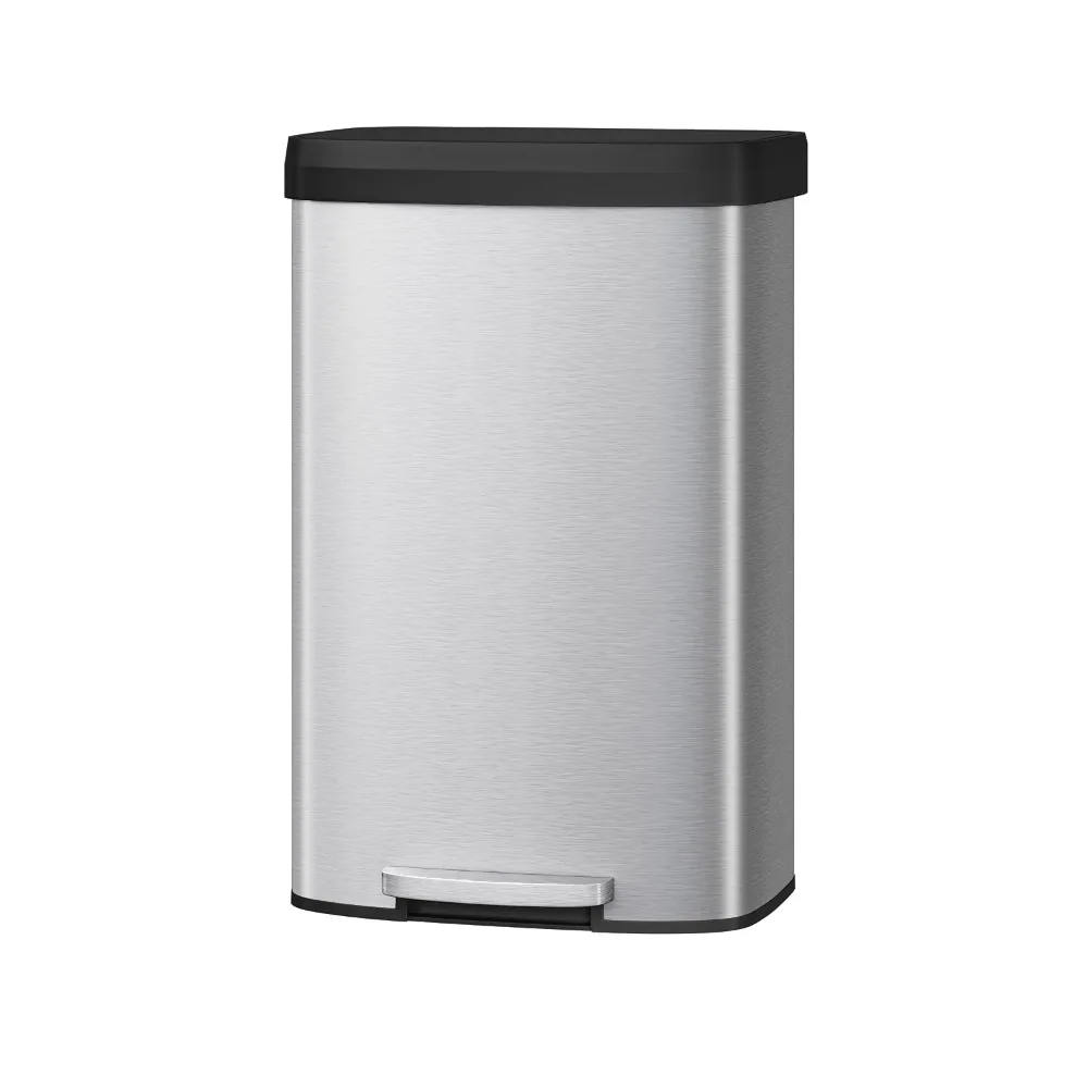 21 gal 80L Stainless Steel Step on Kitchen Trash Can with Lid Rustproof Metal Liner Rim Rear Handle Soft Close Silver