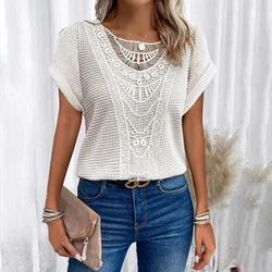 Basic Blouse Tops for Women Clothing 2024 Summer Slim Fit Short Sleeve T-shirt Tee Fashion Female Casual Y2K Crop Korean Pullove