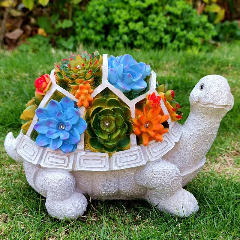 Solar Turtle Statues Garden Lights IP55 Resin Outdoor Lawn Decor Garden Balcony Yard LED Lights Ornament Outdoor Landscape Lamps