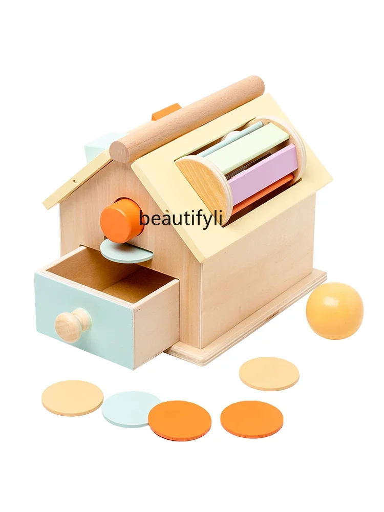 Wooden multi-functional early education house children's early education puzzle learning 1-3 year old baby coin game