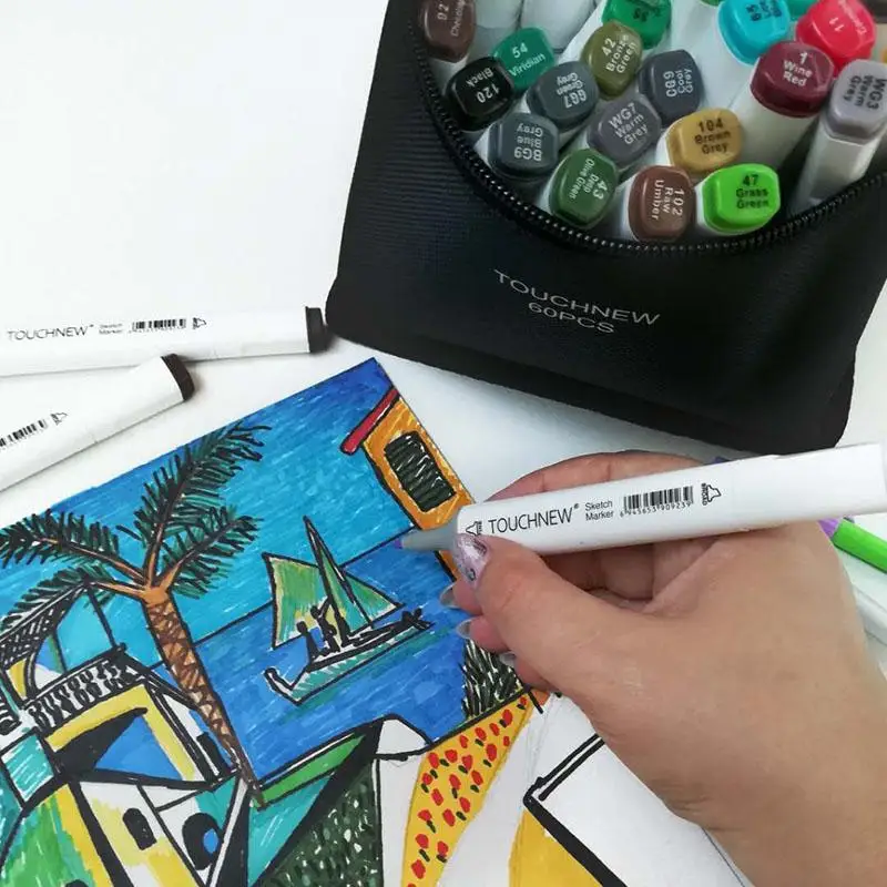 Marker Set with 30 60 80 168 Colors Double-ended Markers Suitable for Sketching Comics Doodling and Other Drawing Supplies