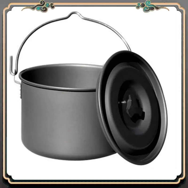 

Camping Hanging Pots Aluminum Alloy Cooking Pot 4.5L Compact Camping Pot For Hiking Backpacking Picnic