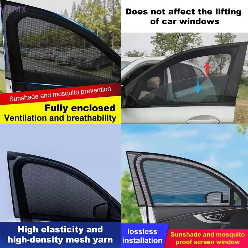 

{MX} 2Pcs Anti-mosquito Car Window Mesh Screen Sunshade Universal Car Sunshade Block Privacy Shades