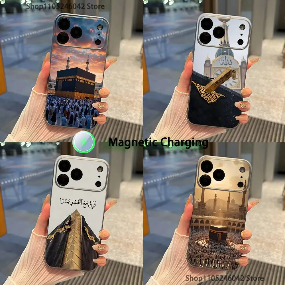 

Moslem and kaaba Transparent gray Phone Case For iPhone 17,16,15,14,13,12,11,Pro,Max,Plus Magnetic Wireless Charging