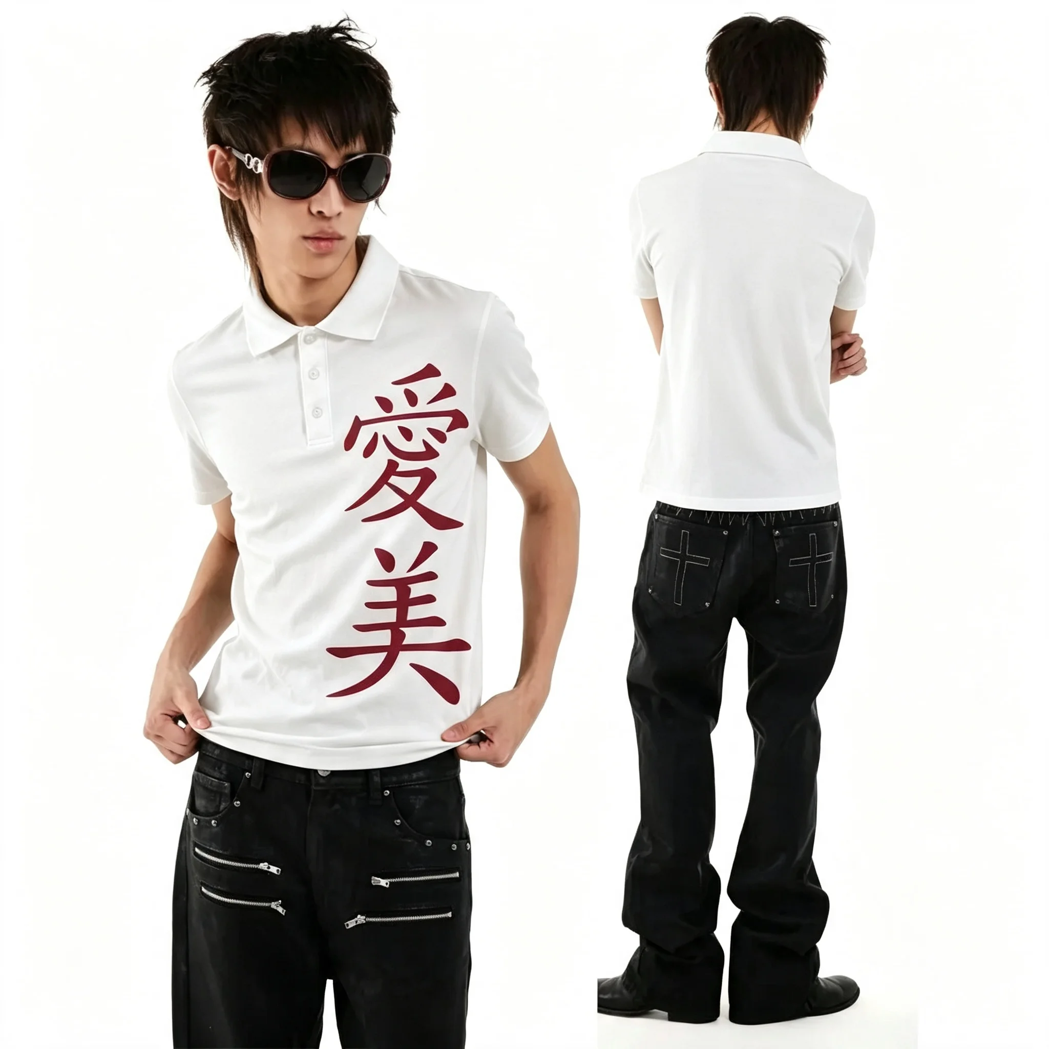 Men's Polo Y2K S 4xl NEW Tee Graphic Men's Black and Grey Polo Summer Letter Printed T-shirt America Retro Street Hip Hop
