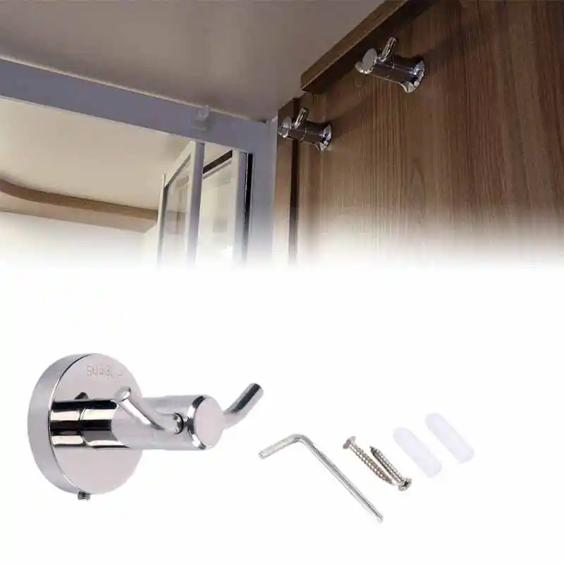 1PC Wall-Mounted Towel Clothes Hook Elegant Polished Chrome Metal Bathroom Accessory Easy Installation Motorhome Accessories
