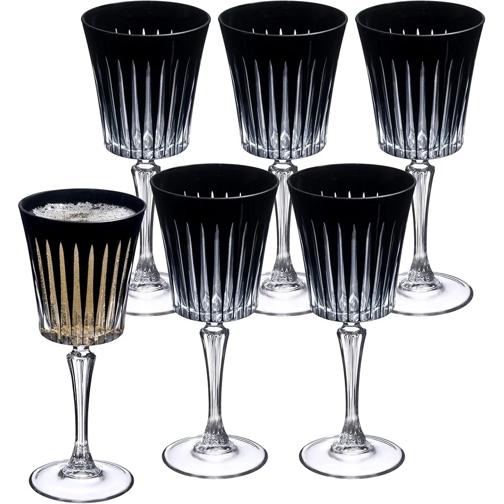 

European Colored Wine Glasses Set of 6 Hand Blown Crystal Goblets Elegant Tableware Gift Ready Unique Water Glasses Holiday