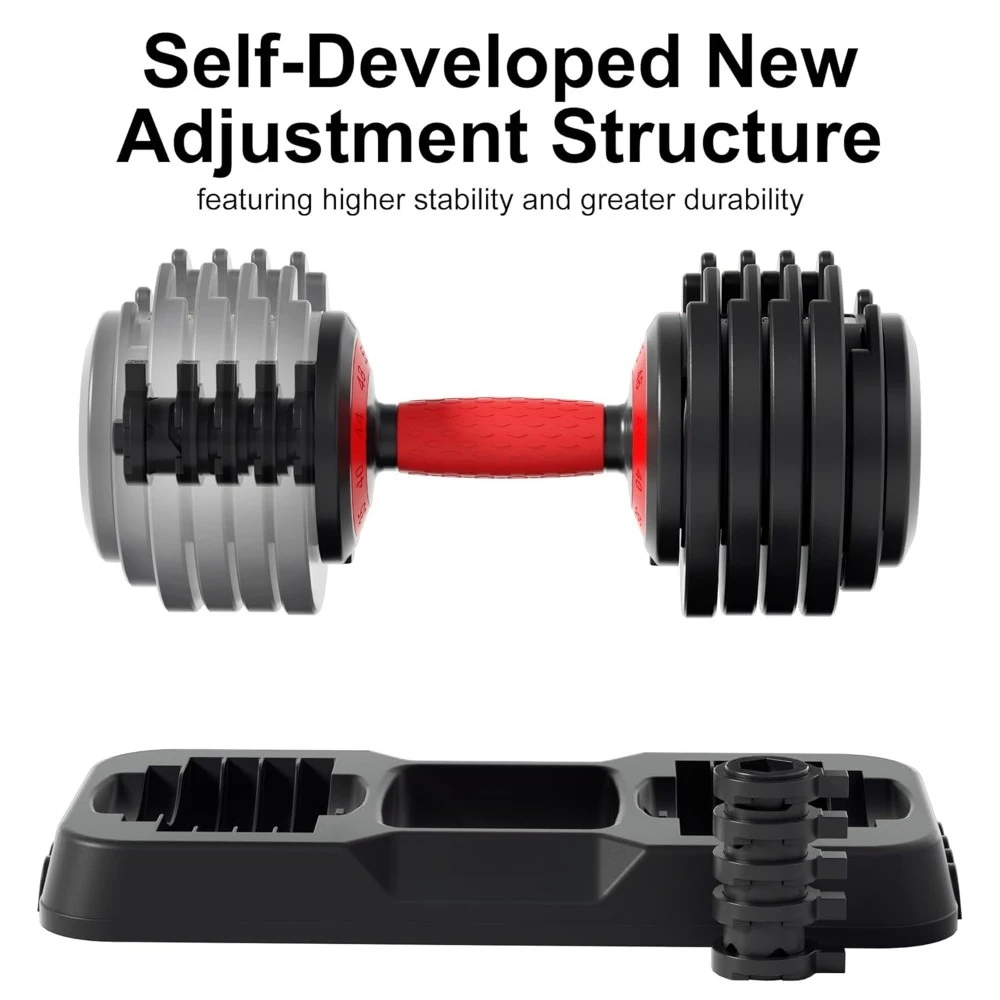 Adjustable Dumbbell Set, 10-in-1 25LB/55LB Ajustable Dumbbells with Safe Locking System, Enclosed Storage Tray, Customized image 5