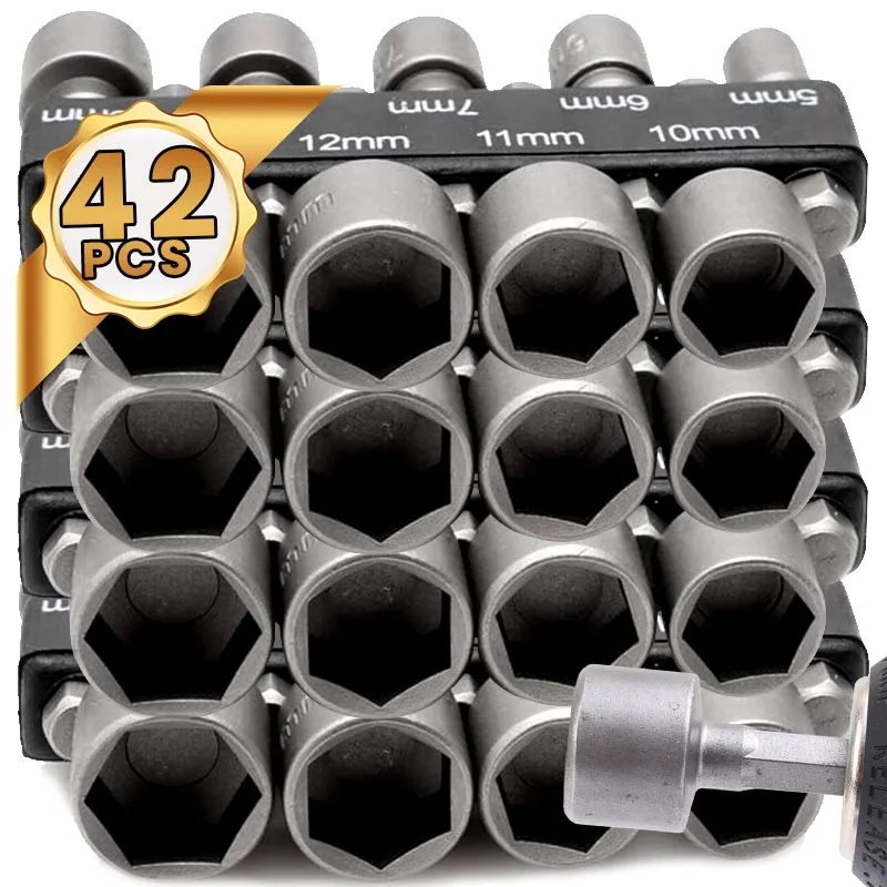 

42-9 шт., набор сверл с шестигранным хвостовиком, магнитная стальная электрическая отвертка, профессиональные твердые аксессуары для сверл, набор инструментов для авторемонта «сделай сам»