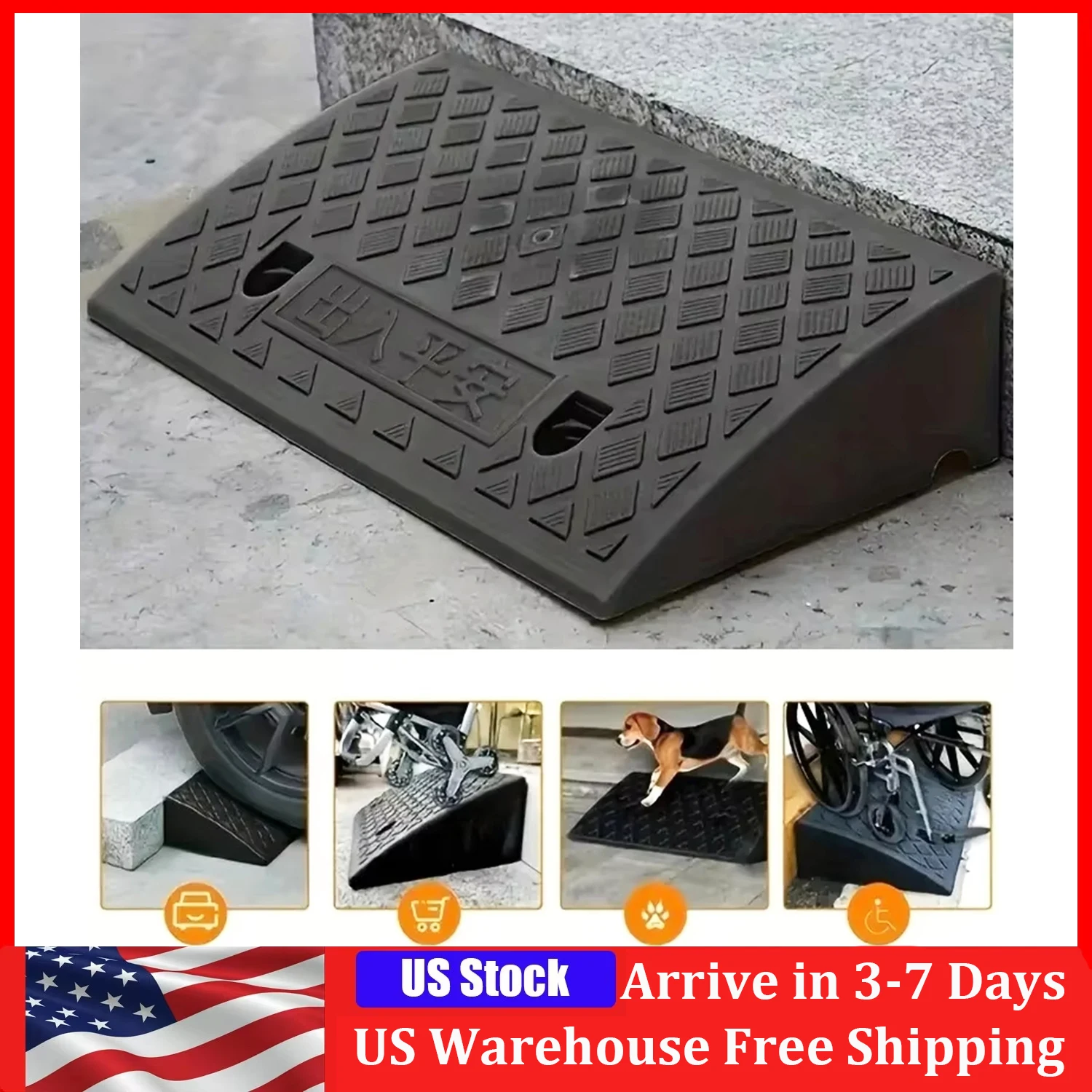 

2 шт. портативные пандусы для порогов, для автомобилей, мотоциклов, инвалидных колясок, скутеров, перевозки животных, с противоскользящей поверхностью, прочные, снижающие скорость