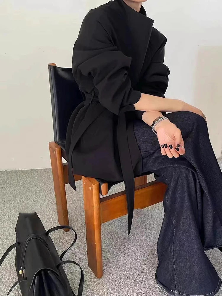 FANAN Temperamento Trench corto per le donne Stand Collo Cintura raccolta Vita Fit Giacca a vento Office Lady Cappotti Donna 2025 Autunno Nuovo