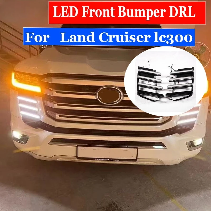 LED Front Bumper Grille Daytime Running Light Applicable for Toyota Land Cruiser LC300 2022-2023 Front Fog Lamp Accessories