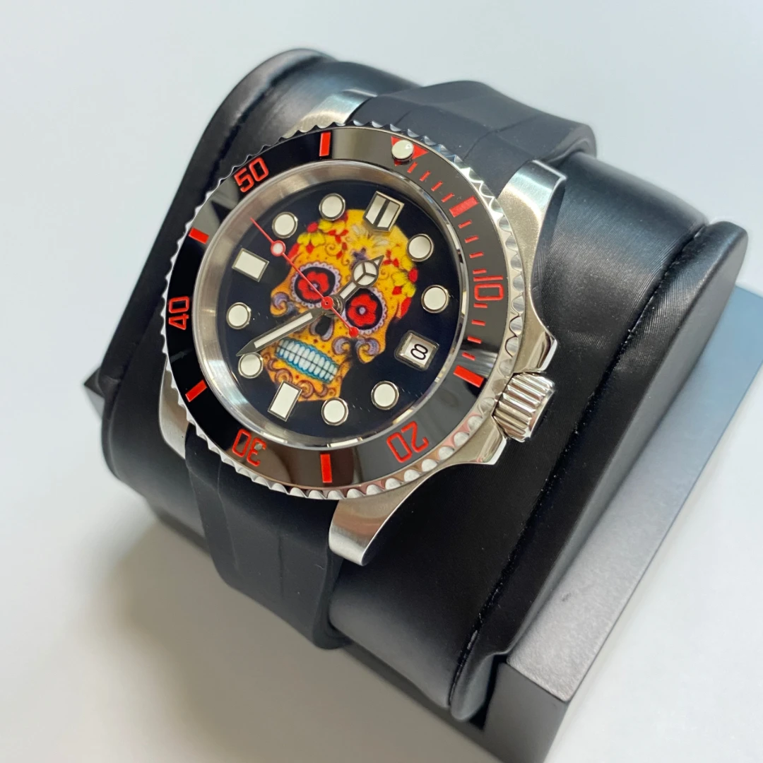 40mm NH35 Customized Water Ghost Yacht Mechanical Watch Blue Treasure Glass Strong Night Glow Japanese SEIKO NH35 Movement DIY