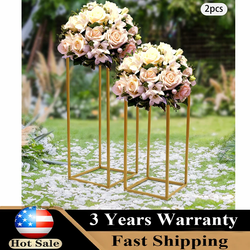 

4Pcs Wedding Flower Stand Gold Flower Holder Rectangular Flower Rack For Wedding Party Dinner Centerpiece