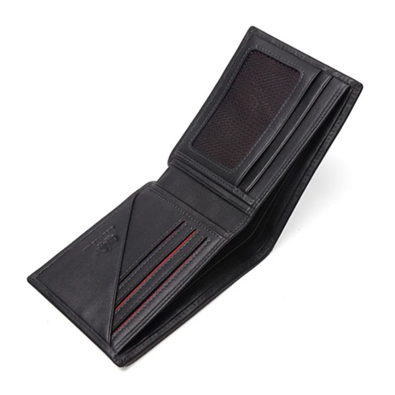 BISON DENIM 100% Genuine Leather Men Wallet RFID Blocking Card Holder Slim Short Wallet Best Gift Boyfriend Husband Father Purse