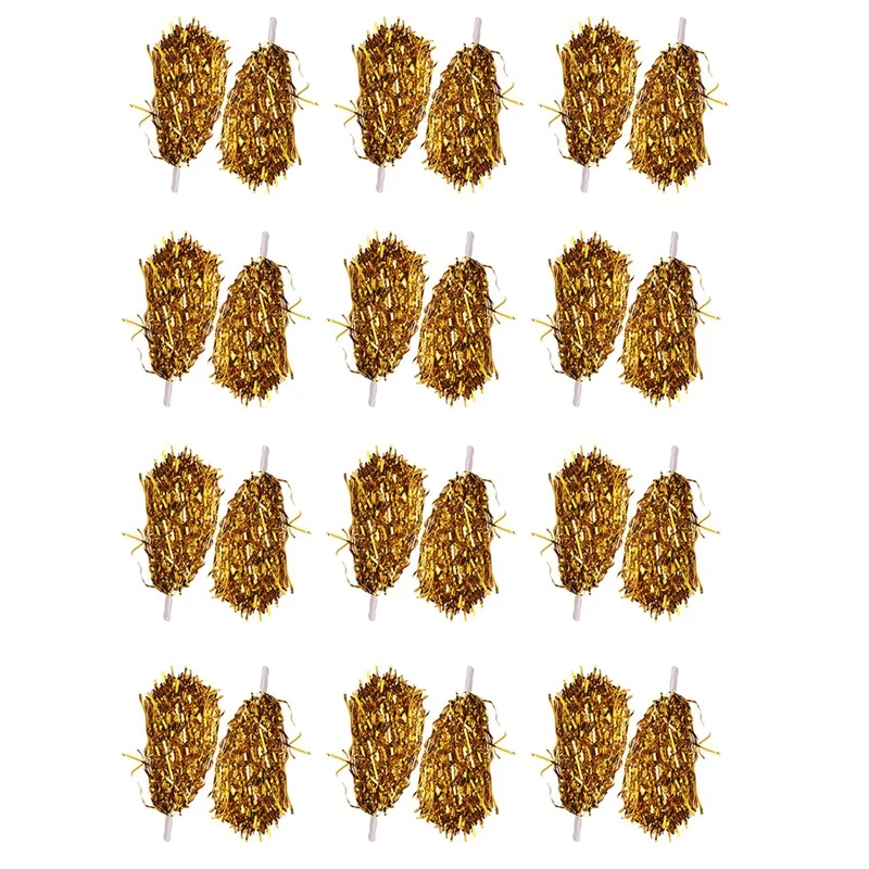 

Cheerleading Pom Poms 24Pcs Cheerleading Pom Poms Metallic Foil Cheer Pom Poms with Plastic