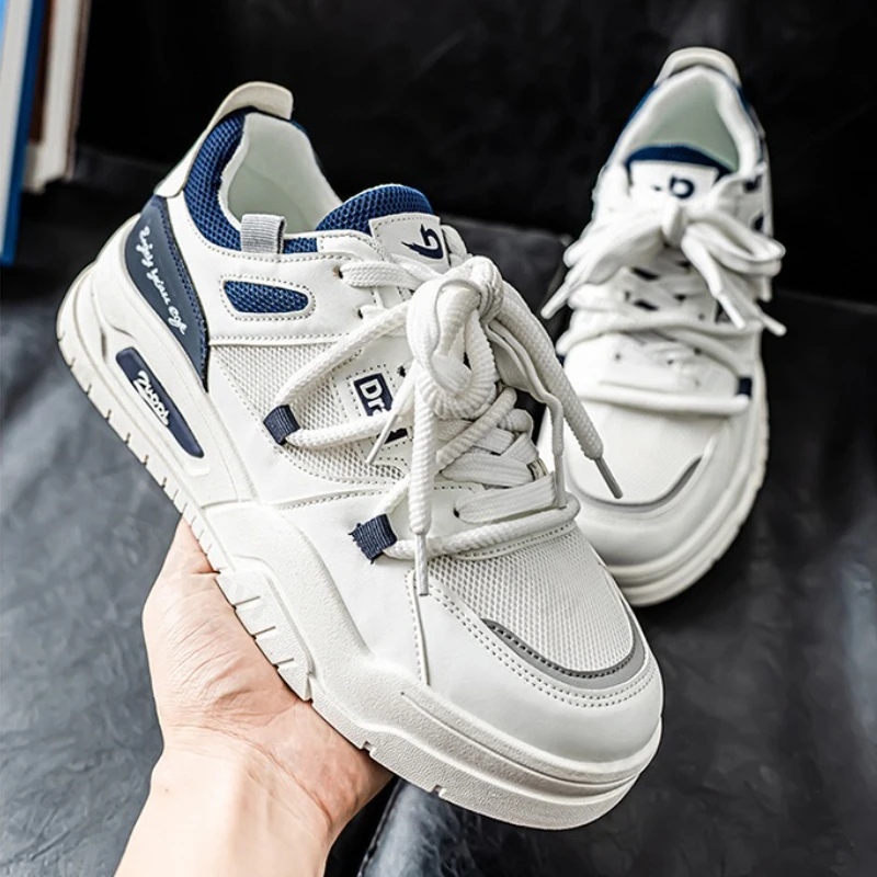 

Men Breathable Board Shoes 2025 Spring Autumn New Trend Low Help Platform Sneakers Fashion Lace Up Height Increase Casual Shoes