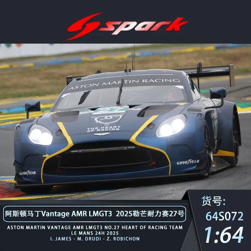 

Sparky 1:64 Aston Martin Vantage Amr LMGT3 No 27 Racing Spirit of Leman Le Mans 24h 2025 Премиальная литая под давлением модель автомобиля из сплава