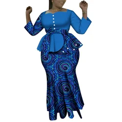 African Women Clothes Tops and Maxi Skirt Sets for Women Dashiki 2 Piece Skirt Sets Party Wedding Clothing WY6635