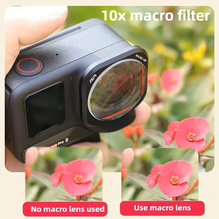 JSR HD زجاج بصري 10X فلتر عدسة ماكرو لـ Insta360 Ace Pro/Ace Pro 2 (فقط) ملحقات كاميرا الحركة