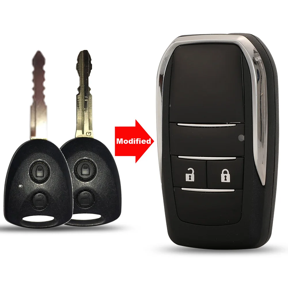 Jingyuqin New Modified Car Key Shell 2 Buttons For Toyota Camry Corolla Avlon Rav4 Reiz Yaris 4runner Fit Daihatsu No logo