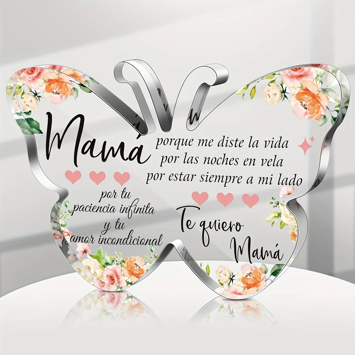 Butterfly Shape Bible Verse Desk Decor, Religious Inspirational Acrylic Gift for Women Christian Spanish