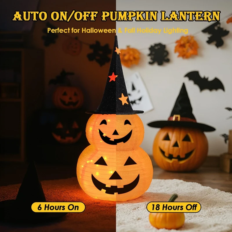 3FT Halloween Pumpkin Decorations, 8 Modes Battery Operated Halloween Lights, for Indoor Outdoor Home, Party, Yard-A69M