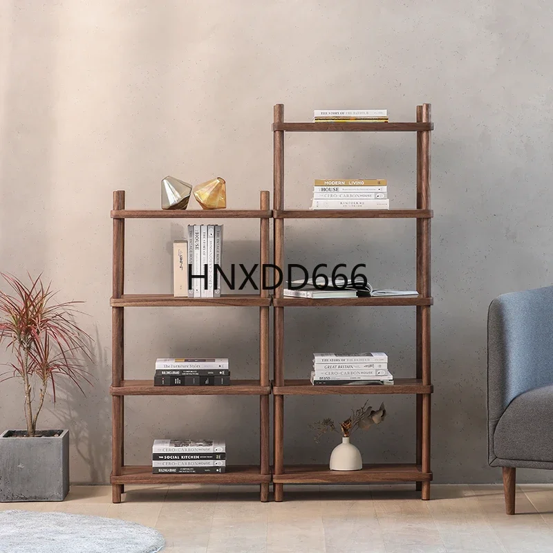 Black walnut solid wood simple living room floor-to-ceiling multi-layer side cabinet household