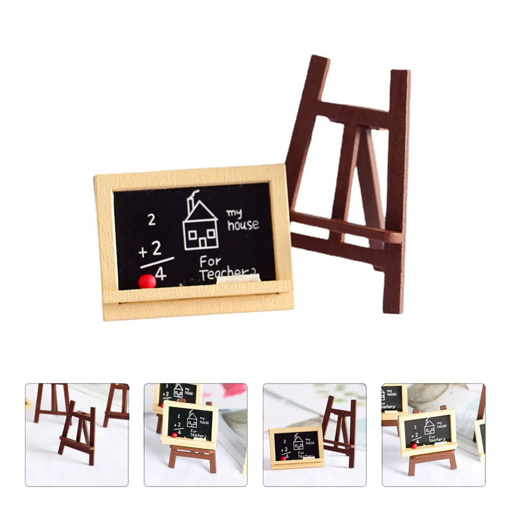 

2Pcs Miniature Wooden Easels Eco-Friendly Wear-Resistant Mini House Accessory Creative Simulation Landscape Decoration