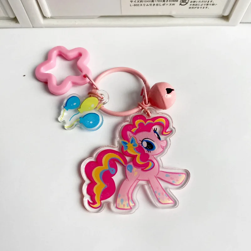 Kawaii My Little Pony Brelok do kluczy Pinkie Pie Fluttershy Rainbow Dash Kreskówka Anime Plecak Breloczek Mały dzwonek Akcesoria Prezent Zabawka