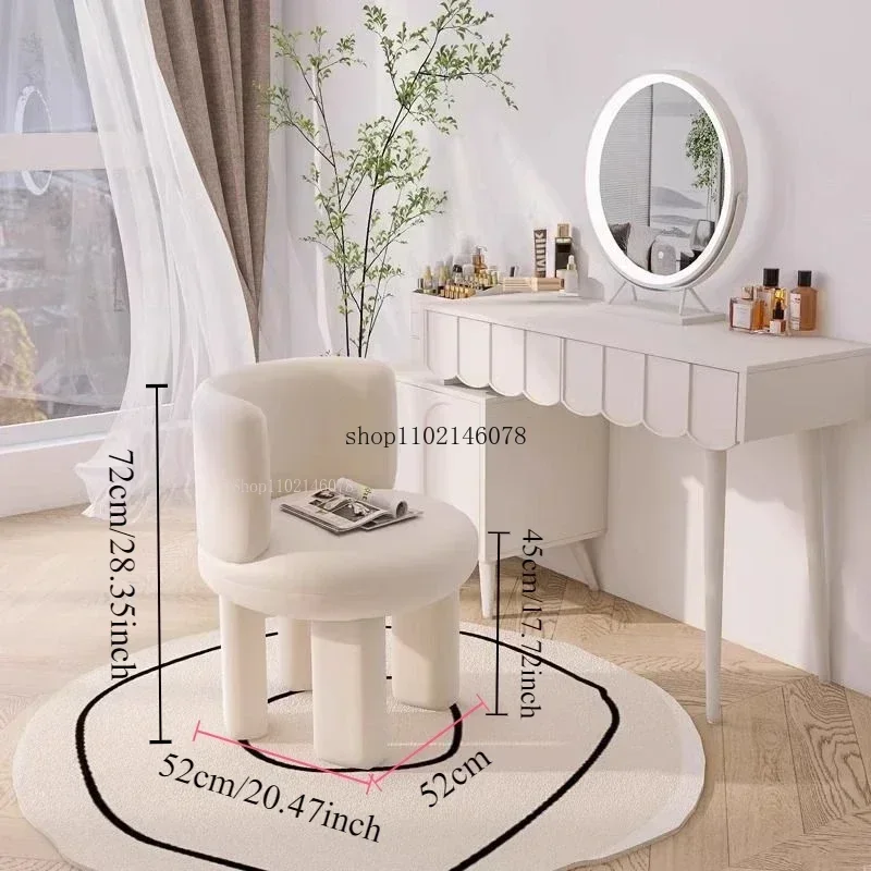 Cream Wind Dresser Makeup Chair Nordic Single Modern Minimalist Ins Bedroom Luxury Princess Round Chairs Living Room Furniture