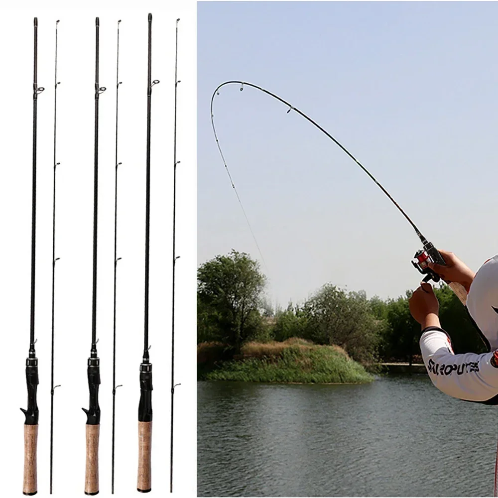 Draagbare Carbon Lokken Hengel en Reel Combo Set 1.68/1.8m Baitcasting/Spinning Visserij-reel Met Lijn voor karpervissen Pesca