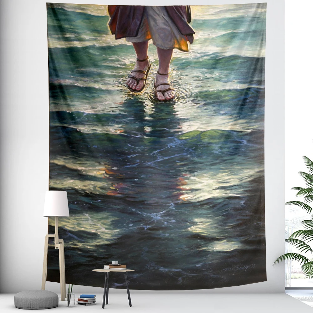 Miracle of Jesus Mural Tapestry Home Decoration Background Hanging Angel Tapestry for Bedroom Living Room Decor Hanging Curtain